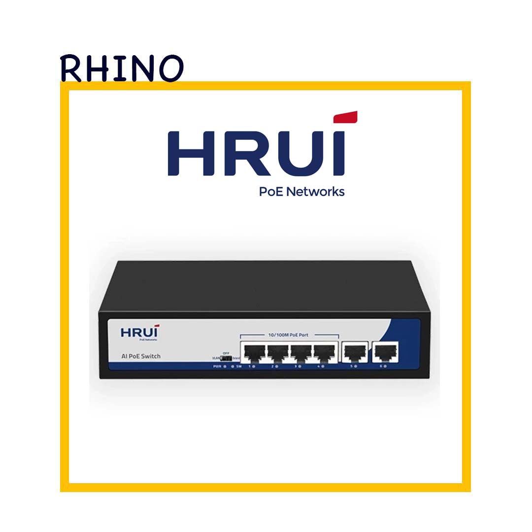 سوییچ شبکه 4 پورت POE  برند HRUI مدل HR902-AF-42N