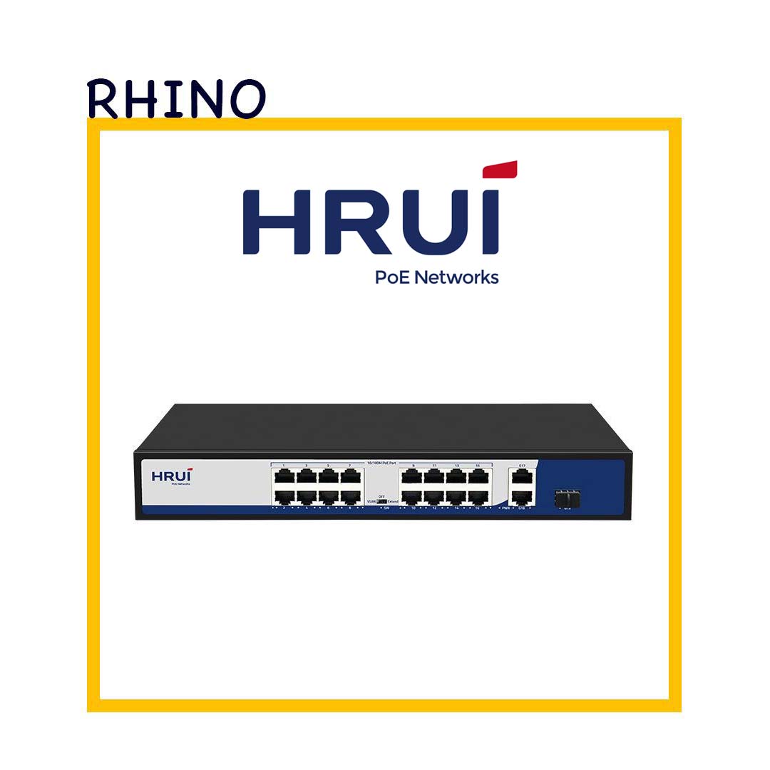 سوییچ شبکه 16 پورت POE  برند HRUI مدل HR902-AF-162G-200