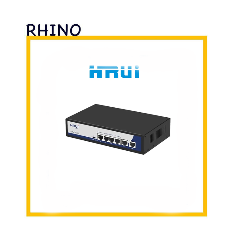 سوییچ شبکه 4 پورت POE برند HRUI مدل HR900-AFG-42N