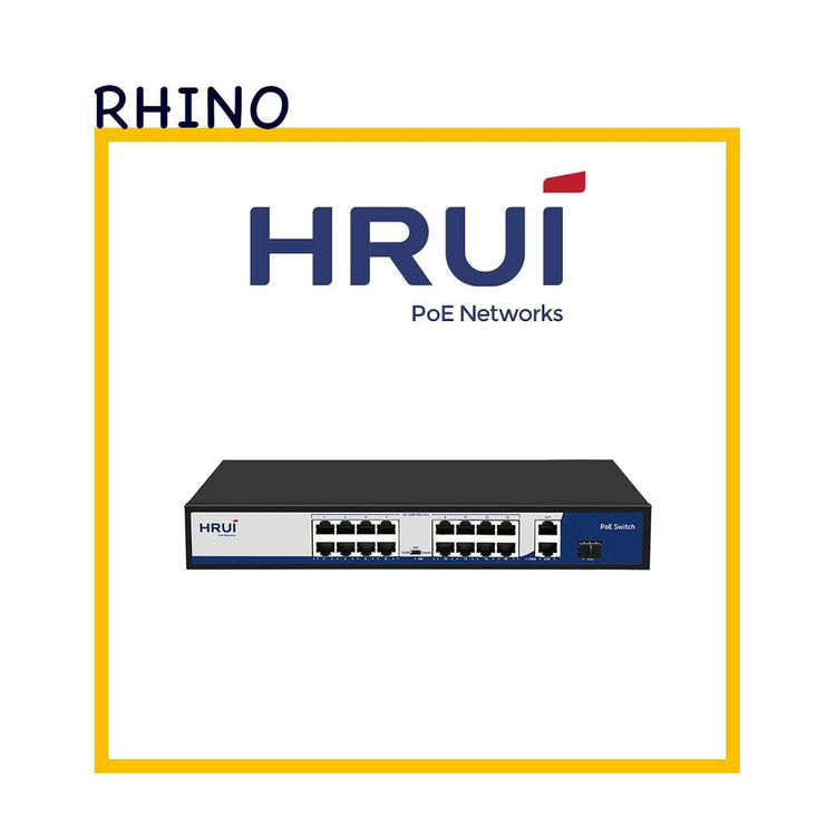 سوییچ شبکه 16 پورت POE برند HRUI مدل HR900-AF-1621GS-300