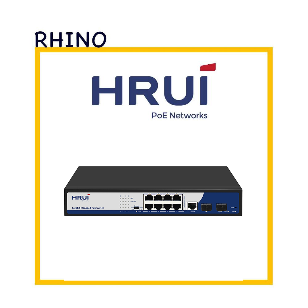 سوئیچ شبکه مدیریتی 8  پورت PoE برند HRUI مدل HRUI HR-AFGM-82NS