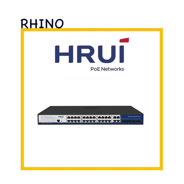 سوئیچ شبکه مدیریتی 24 پورت PoE برند HRUI مدل HRUI HR-AFGM-2444S-400