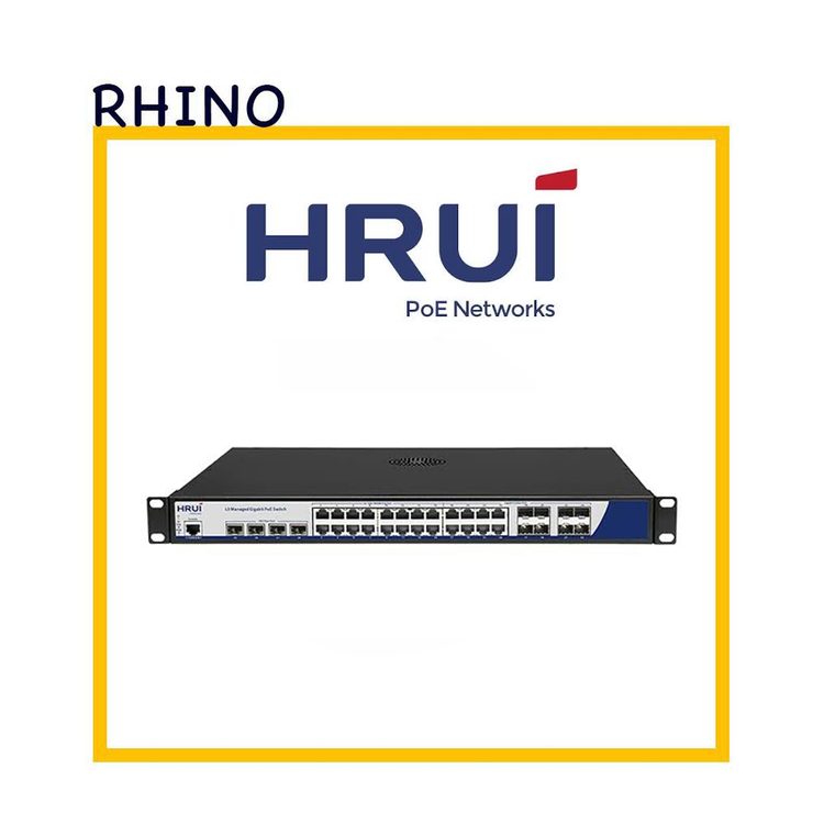 سوئیچ شبکه مدیریتی 24 پورت PoE برند HRUI مدل HRUI HR-AFGM-SWTG342408S-400