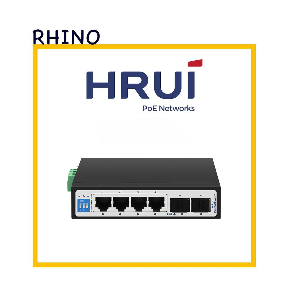 سوئیچ شبکه اترنت صنعتی 4 پورت برند HRUI مدل HRUI HR500-SWG1042S