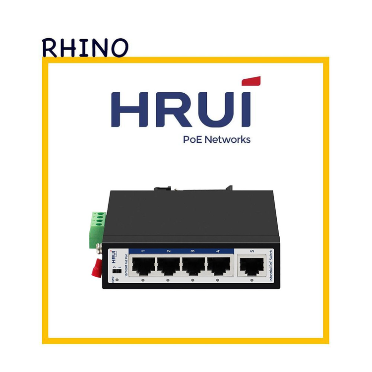 سوئیچ شبکه صنعتی 4 پورت POE برند HRUI مدل HRUI HR500-AF-41