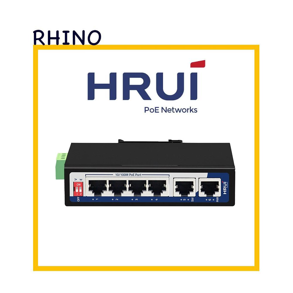 سوئیچ شبکه صنعتی 4 پورت POE برند HRUI مدل HRUI HR500-AF-42
