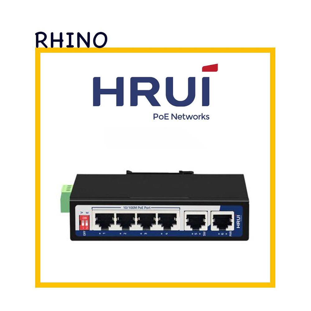 سوئیچ شبکه صنعتی 4 پورت POE برند HRUI مدل HRUI HR500-AFG-411S